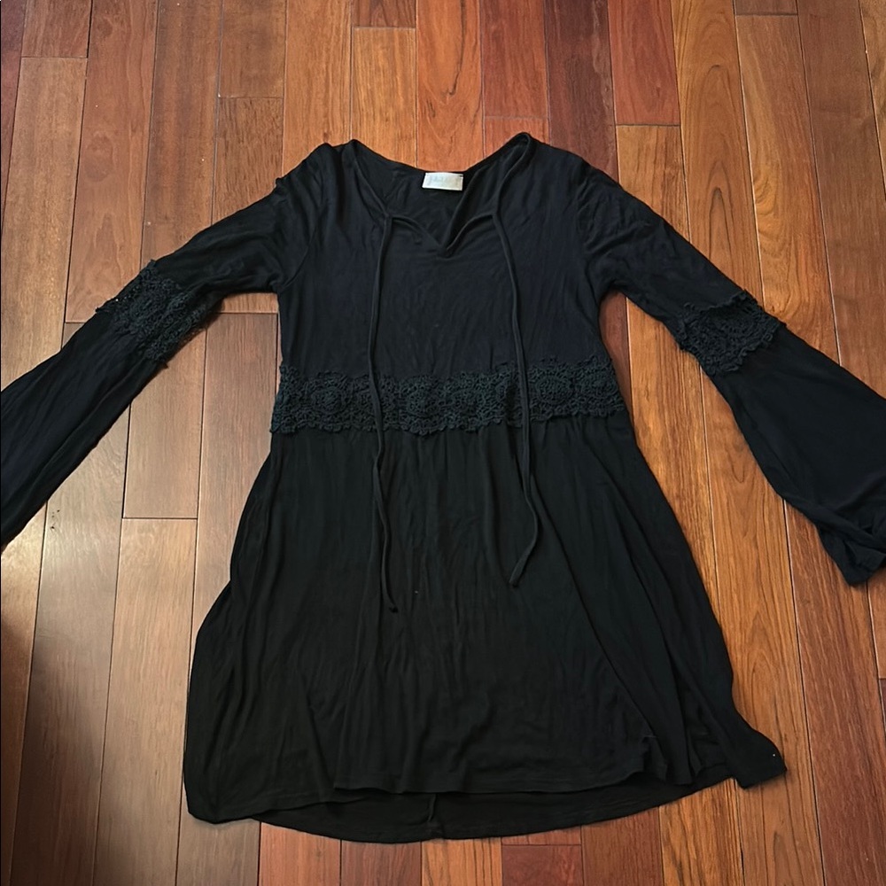 Altar'd State Black Dress with Lace Accents